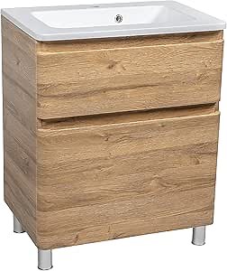 Modern Free Standing Bathroom Vanity with Washbasin | Comfort Teak Natural Mirror | Non-Toxic Fire-Resistant MDF-28-No Mirror
