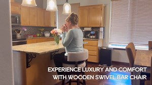 COLAMY Swivel Bar Stool, 25 Inch Wood Swivel Barstool with Back, Counter Height Bar Stools, Modern Upholstered Barstool for Kitchen Island Dining Room Bar, Beige