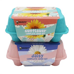 Buzzy Seeds Daisy and Sunflower Egg Carton Kids Plant Growing Kit