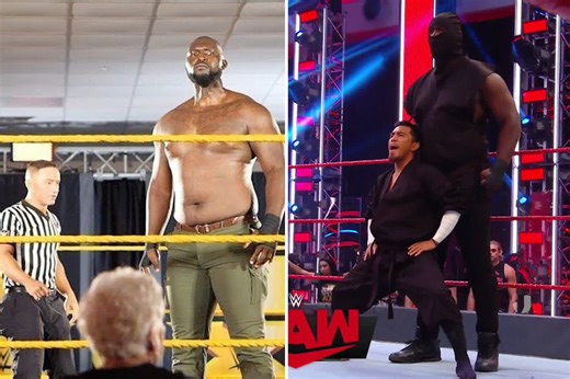 WWE's Giant Ninja is 7ft 3in Jordan Omogbehin... the third biggest wrestler ever