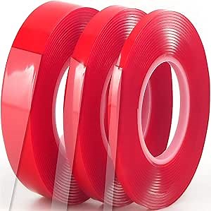Clear Double Sided Tape 1/4" 1/2" 1" x 10 Ft, Multi Size Pack, Heavy Duty Removable Mounting Sticky Adhesive Strips Grip Nano for Carpet, Walls, Rug, Outdoor/Indoor, Picture/Poster, Mirror, Frame