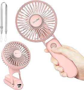 EasyAcc Portable Hand Held Fan, Ultra Quiet 5 Speed Personal Fan, LED Dispay USB C Rechargeable Handheld Fan, 180° Foldable Small Desk Fan, Electric Cooling Fan&PowerBank for Office Home Travel