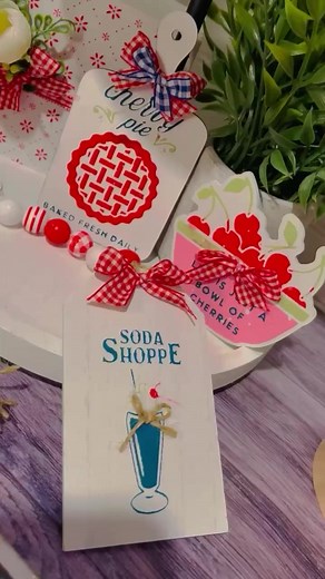 Create a truly cherr-ific Tiered Tray with Chalk Couture! 🍒 📸: Made With Love Country Crafts #chalk #chalkcouture #DIYhomedecor #homedecor #DIY #tieredtray #cherry | Chalk Couture