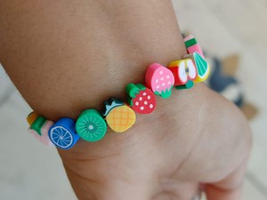 Handmade Polymer Clay Fruit Beaded Bracelet - Etsy