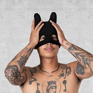 Black Mask With Ears – Hand-knit Horned Cotton Balaclava, Unisex Festival Ski Mask – Half Socky - Etsy