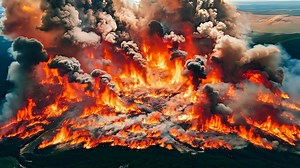 Download An Intense Wildfire Blaze Captured from Above, showcasing the intensity of the flames and blaze for free