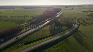 Motorway Interchange Aerial at Sunrise by Freight Dispatcher Stock Video - Video of carriageway, junction: 430835307
