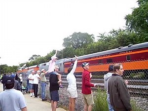 Southern Pacific Daylight 4449 Steam Locomotive Leaving Naperville,IL 7-18-09