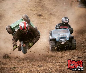 Spectacular Footage of Adults on Barbie Jeeps Crashing While Racing Downhill In the Rain