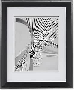 Lawrence Frames 11x14 Lexington Black Wood Grain Finish Picture Frame with Double Dimension Matting for 8x10