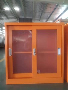 [Hot Item] Half Height Sliding Door Document Cabinet Colorful Metal Office Bookcase Cupboard Glass Display Office Furniture