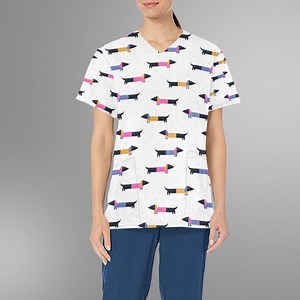 Dachshund Print Scrub Top – Unisex Medical Workwear - Etsy Canada