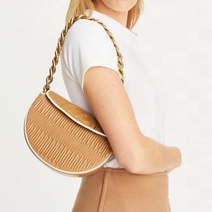 NEUTRAL🤎Tory Burch Fleming bag soft Fleming crescent purse crossbody chain strap