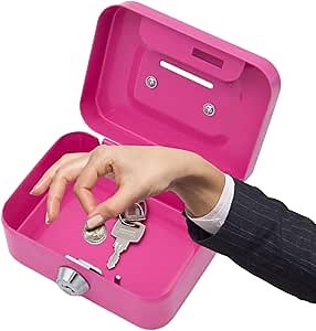 Shakven Small Money Box Cash Box with Lock and Slot | Cash Box with Slot for Kids,Metal Cash Box Safe Lock Box Money Bank for Kids Adults Coin Collection