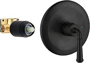 Matte Black Shower Handle Valve, Single-Handle Bathroom Control Valve Kit Single Function Shower Mixer Valves