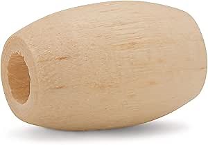 Wooden Oval Beads, 9/16 Inch, Pack of 25 Unfinished Wood Beads for Jewelry Creations, Crafting and DIY Decor, by Woodpeckers