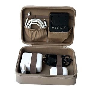 [Hot Item] Luxury PU Leather Storage Box Custom Traveling Charger Line Organizer Promotion Gifts Makeup Bag Washbag