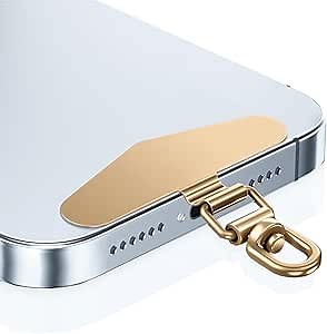 Phone Tether Tab - Cell Phone Lanyard Patch, Phone Strap Replacement Part for All Full Phone Cases (Golden)