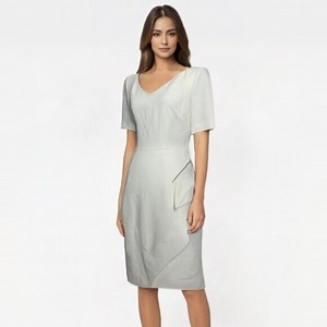Antonio Melani Ivory Short Sleeve V Neck Knee Length Sheath Dress
