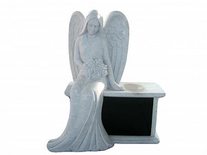 [Hot Item] Grey Granite Gravestone Angel Memorials Bench