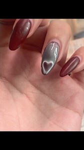 Double heart Cateye nail design. #1sttry #notbad #heartcateye #fyp | Princess Nails
