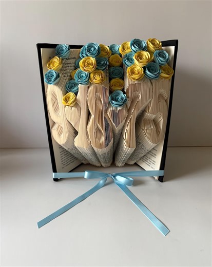 First Anniversary, Date Sculpture, Paper Flowers, Gift for Book Lovers, Wedding Date, for Wife Husband, Date Gift, Home Decor, Origami - Etsy