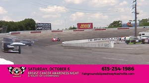 180 reactions · 100 shares | This Saturday, Breast Cancer Awareness Race Night. Breast Cancer Awareness Swag or wearing pink will you $2 Dollars Off Admission. Action Packed Stock Car Racing, Happy Hour on Drinks & Food, Free Bouncy House for the kids! Green Flag at 5 PM! For more information visit www.fairgroundsspeedwaynashville.com | Fairgrounds Speedway Nashville | Facebook