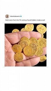 2.2K views · 34 reactions | Archaeologists in Israel say 44 pure gold coins dating to the 7th Century have been found hidden in a wall at a nature reserve. Weighing about 170g, the hoard found at the Hermon Stream (Banias) site was hidden during the Muslim conquest of the area in 635, experts estimated. | Stack's Bowers | Facebook