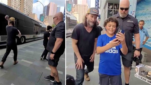 Watch Keanu Reeves take time to play catch with a young fan before a Texas concert