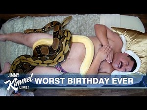 Jimmy Kimmel Pranks Guillermo with a Snake Massage
