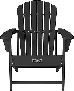 CASAINC Adirondack Chair Outdoor Chairs, Oversized Fire Pit Chair with Widened Armrests 4.7 inches,380Lbs Support Patio Chairs for Garden, Weather Resistant Outdoors Adirondack Chair(Black)