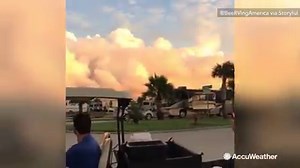 A glorious sunset in Galveston, Texas Thursday night as broiling thunderstorm clouds are lit up: | AccuWeather