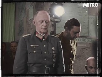 Nazi General Alfred Jodl surrenders at the Supreme Headquarters Allied Expeditionary Force in Reims