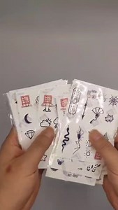 12 PcsTemporary Tattoos,200 Patterns Small Finger Temporary Tattoo,Fake Tattoos for Women Men,Cartoon Bohemia Fake Tattoo Stickers For Hand (Blue 12 sheets)