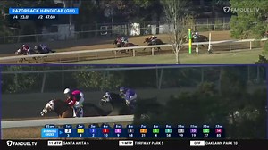 ALEXANDER HELIOS ($18.00) gets his nose down to win the $500,000 Razorback Handicap (G3) at Oaklawn Park. This is the first graded win for the five-year-old son of Cairo Prince (Airdrie Stud). He was piloted by Tyler Gaffalione for trainer Saffie Joseph, Jr.. | FanDuel Racing