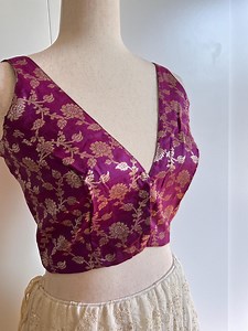 Purple Pure Brocade Silk Blouse Sleeveless - Etsy
