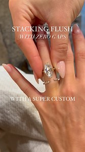 What band would stack best with our old mine moval Harlow Ring? We can do anything custom, but something simple and open (so it stacks flush) is our personal favorite - just like this. •••••••••••••••••• #CreatedHarlow 𝘊𝘌𝘕𝘛𝘌𝘙 𝘚𝘛𝘖𝘕𝘌: • 6.26 carat center (1.82 ratio) • 16.48x9.07mm old mine cut moval • Color: E • Clarity grade: VSS2 • Polish: excellent • Symmetry: excellent 𝘚𝘌𝘛𝘛𝘐𝘕𝘎: • 1.6mm vintage solitaire band, triple melee side detail, pavé bridge, donut, and triple split NSE