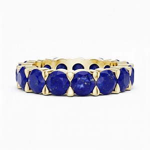 Round Cut Lapis Lazuli Eternity Ring 24k Gold - Etsy Canada