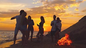 Group People Beach Near Bonfire Slow Stock Footage Video (100% Royalty-free) 1015364950 | Shutterstock