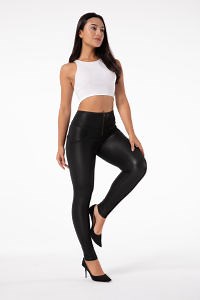 [Hot Item] Peach Hip Lifting High Waist Leggings Women's Plus Size Yoga Leather Pants