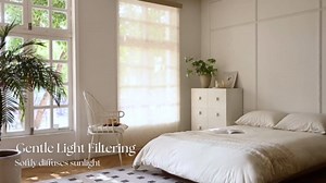 Beige Linen Cordless Roller Shades Semi Sheer Blinds for French Door Light Filtering Rolled Up Shades with Spring System, Linen Fabirc Window Shades Blinds for Bedroom Home and Office 15" W x 64" H