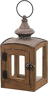 Amazon.com: Rustic Wooden Candle Lantern, Glass Panels, Vintage Metal Top, Decorative Indoor Outdoor Light Holder (Brown, 5"x10") : Home & Kitchen