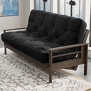 Loosh Home | 10" Full Size Futon Sofa Bed Memory Foam Mattress - USA Made, Black, No Frame