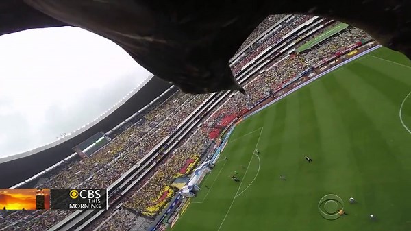 Eagle with GoPro camera captures Mexico stadium scene