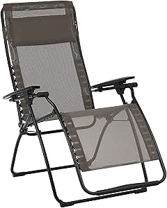 Lafuma LFM3118-8717 Futura Batyline One Size Zero Gravity Recliner Chair, Portable Outdoor Lounge Chair with Steel Frame, Graphite