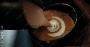 Espresso machine making fresh coffee | Barista making hot coffee | Coffee making machine | Barista pouring milk to make coffee latte art, Americano, cappuccino.