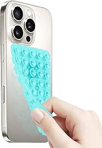 QxbBox Silicone Suction Cup Phone Case Mount Double Sided, Hands-Free Strong Grip Holder for Selfies and Videos,Silicon Sticky Phone Grip with Higher Suction Power for Cell Phone Sky Blue
