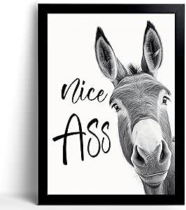 calmart Donkey Animal Prints Toilet Room Decor - Nice Ass Quotes Bathroom Sign, Funny Signs, Wall Art, Poster, Quotes, Guest