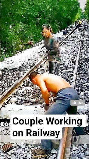 Couple Working on Railway #railway #track #train #youtubeshorts #shorts