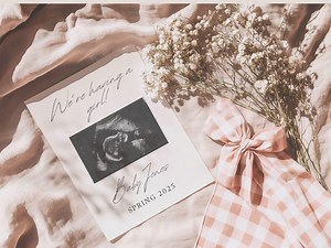 Pink Bow Girl Pregnancy Announcement - Spring Digital Announcement Baby Reveal, Editable Template, Minimalist Pregnancy Announcement - Etsy UK